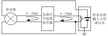 輸入配電四線制變送器的接線圖