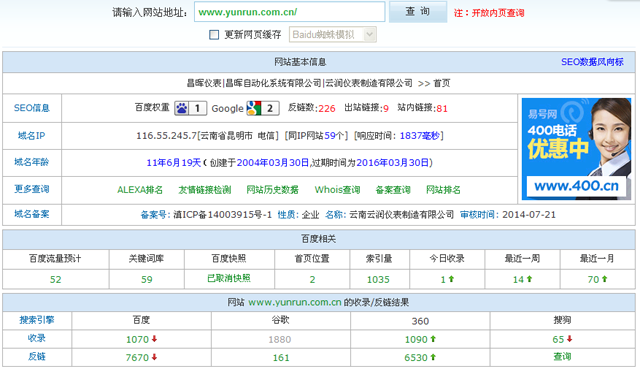 http://www.gsipv.com/在站長工具的查詢數(shù)據(jù)截圖