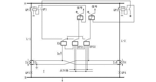 方向橫聯(lián)差動保護(hù)的原理圖（一相的原理接線）