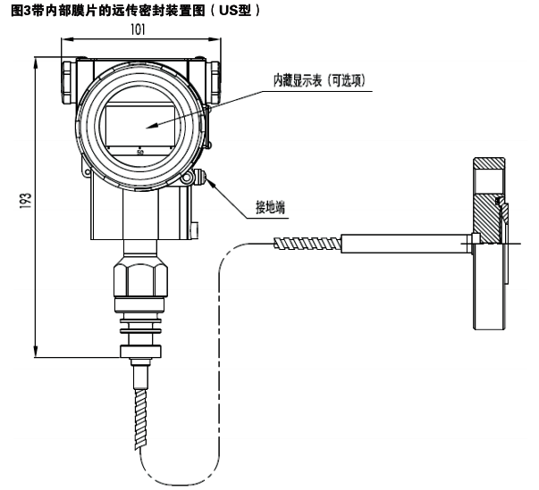 遠傳壓力變送器帶內部膜片的遠傳密封裝置圖