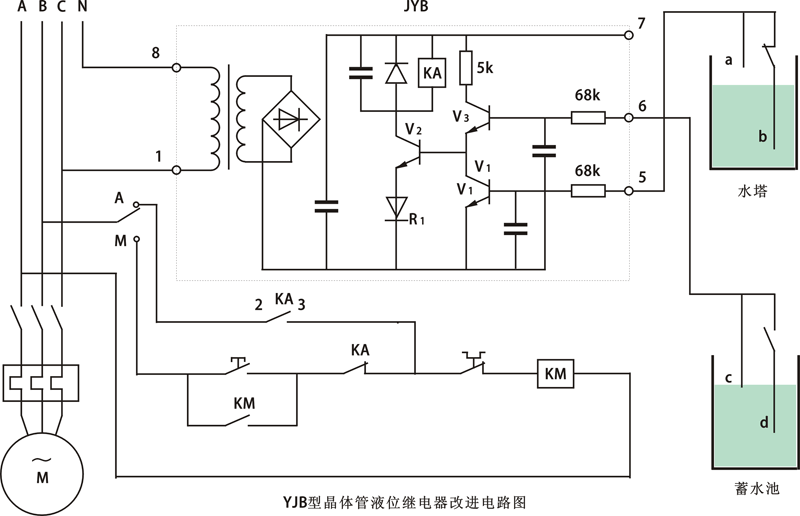 JYB-714晶體管液位繼電器改進電路圖