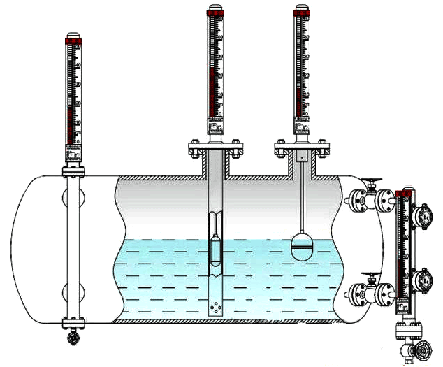 磁翻板液位計安裝示意圖