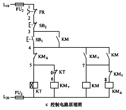 星形-三角形減壓起動控制電路圖