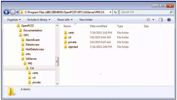 OPC UA服務器會將UA客戶端的證書復制到存放被拒絕證書的文件夾