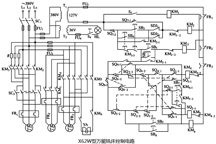 X62W型萬能銑床控制電路