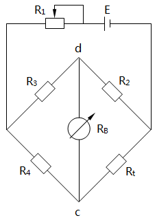 電阻測(cè)溫不平衡電橋原理圖