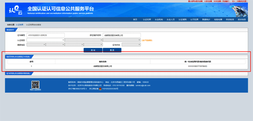 查詢獲得企業的組織名稱和統一社會信用代碼