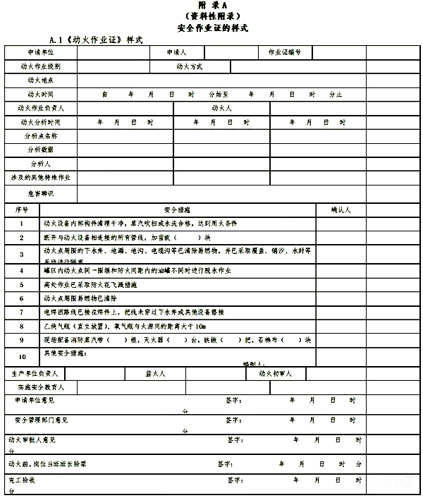 動火工作票