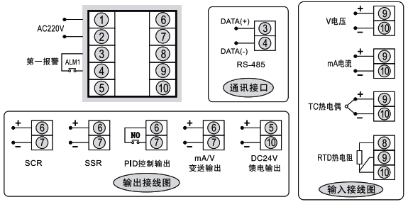 SWP-ND105智能調節器接線圖 