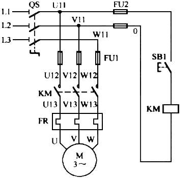 三相異步電動(dòng)機(jī)的點(diǎn)動(dòng)控制電路圖