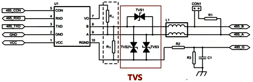 增加TVS進行過壓保護