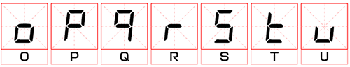 島電溫控器數碼字形對照表(字母O~U)