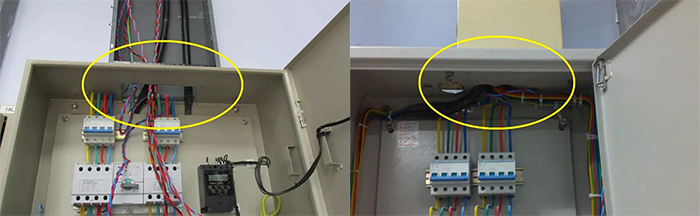 存在安全隱患的配電箱與橋架連接